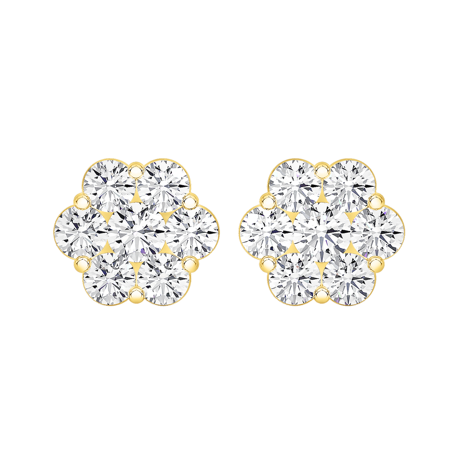 14K Yellow Gold Floral Lab Diamond Cluster Earrings (2 ct. tw.)